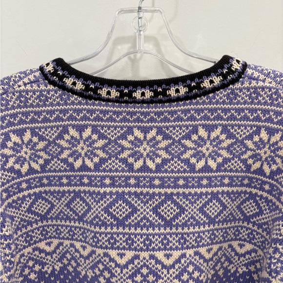 LL Bean Vintage Cotton Fair Isle Knit Sweater Size Large - Picture 8 of 12